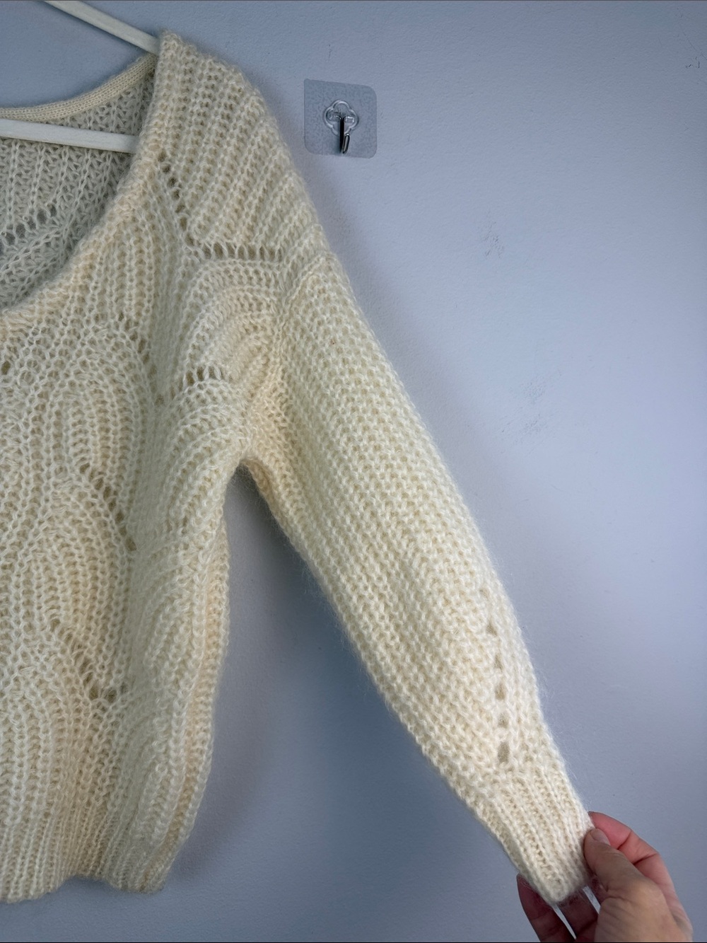 Sezane Pull Simone Knit Jumper Sweater Open Knit XS Mohair Wool Clean Beauty - Picture 13 of 16